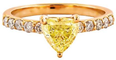 Doro750 Złoty Pierścionek Zaręczynowy Próby 0,585 Z Żółtym Diamentem 1,08 Ct I Brylantami 0,35 Ct
