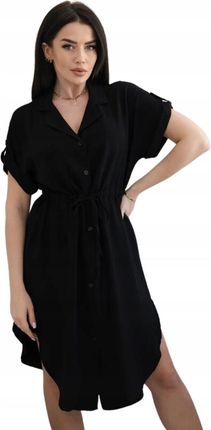 Sukienka z wiskozy wiązana w talii Czarny
