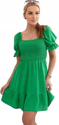 Sukienka marszczona z falbankami zielona