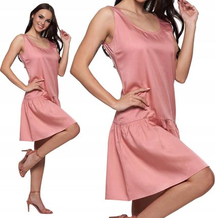 Moraj Zwiewna Krótka Sukienka 2800-002 różowy XL