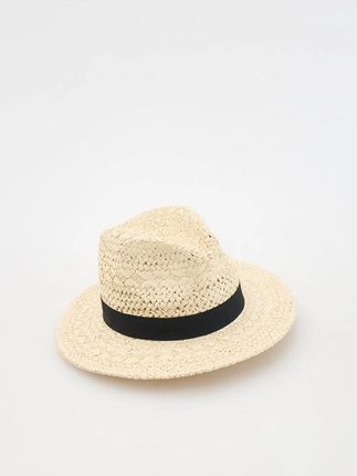 Reserved - Pleciony kapelusz z papierowej słomki - kremowy