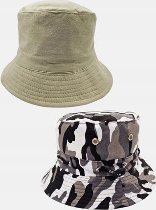 Kapelusz letni Bucket Hat dwustronny czapka rybacka wędkarska moro wzór 4