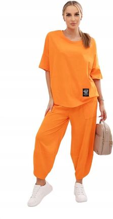 Kesi Komplet Bawełniany Bluzka + Spodnie Pomarańczowy