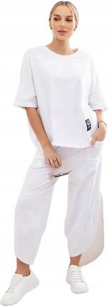 Kesi Komplet Bawełniany Bluzka + Spodnie Biały
