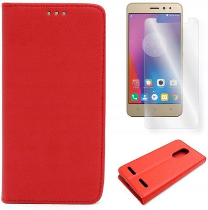 Gsm Hurt Etui Obudowa Pokrowiec Do Lenovo K6 K33A48 Smart Magnet Czerwony I Szkło