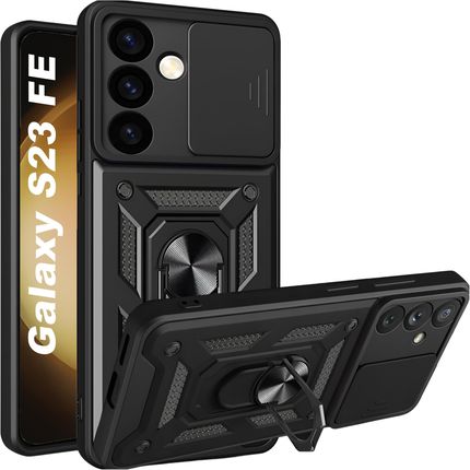 Alogy Etui Do Samsung Galaxy S23 Fe Pancerne Slide Case Ring Obudowa Ochrona Aparatu Camshield Czarne Szkło