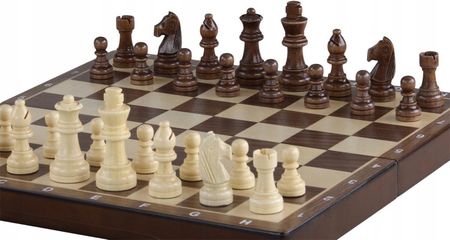 Sunrise Chess & Games Szachy magnetyczne drewniane 31cm (orzech/klon) intarsjowane 101979W WALNUT