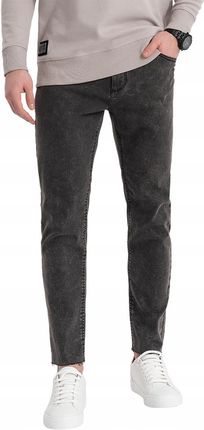 Męskie jeansowe spodnie marmurkowe Slim Fit czarne V3 OM-PADP-0146 L
