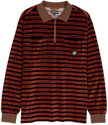 koszulka SANTA CRUZ - Il Capo Longsleeve Polo Chocolate Velour Stripe (CHOCOLATE VELOUR STR) rozmiar