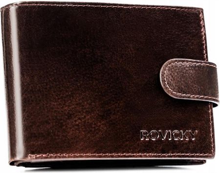 Duży, skórzany portfel męski na zatrzask - Rovicky