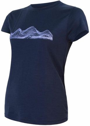 Damska koszulka Sensor Merino Active Pt Mountains Deep Blue Wielkość: M / Kolor: niebieski