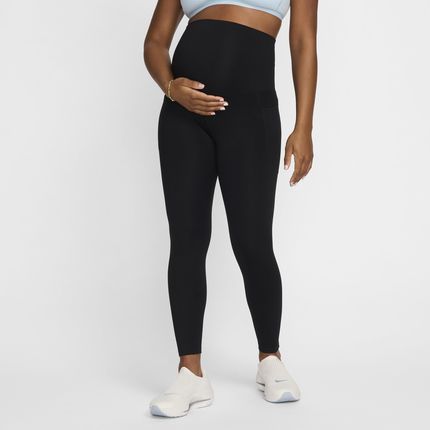 Damskie ciążowe legginsy 7/8 z wysokim stanem i kieszeniami Nike (M) One - Czerń