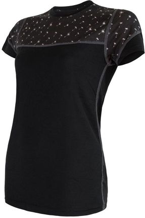 Damska koszulka Sensor Merino Impress (short sleeve) Wielkość: S / Kolor: czarny