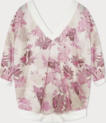 Damska bluzka w kwiaty blady różowy (10616)