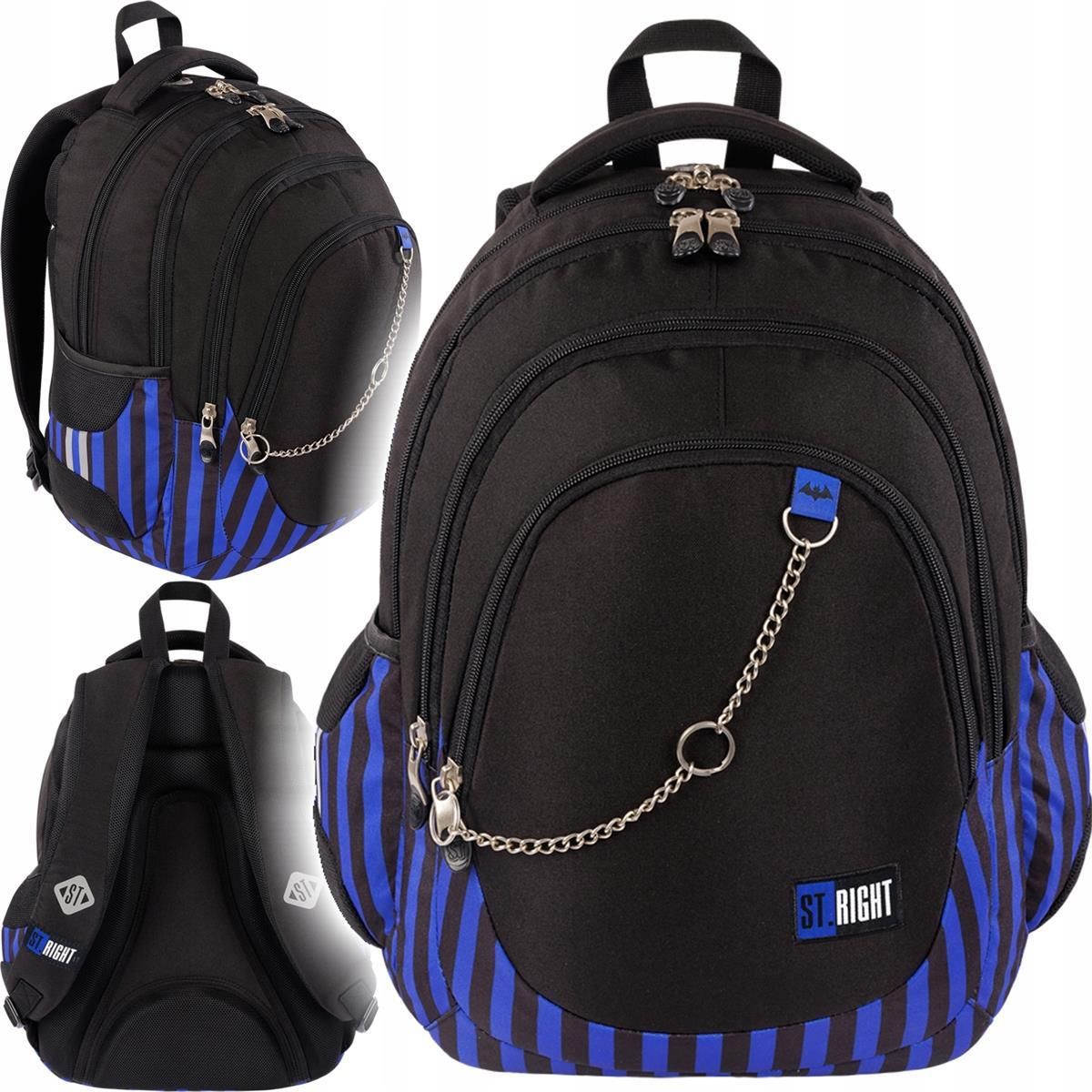 Majewski Plecak 4-Komorowy Stright Bp-06 Black 'Amp; Blue