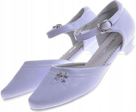 Białe buty do komunii dla dziewczynki Pantofle komunijne dziecięce 11123 37