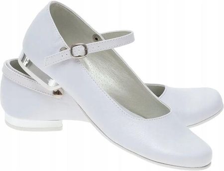 Białe buty komunijne dla dziewczynki dziewczęce Polskie baleriny OM830-39