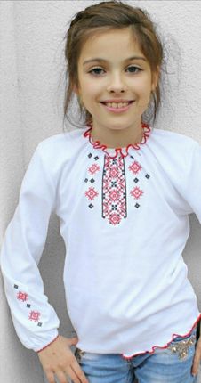 Bluzka dziecięca długi rękaw 134 haft wyszywanka dla dziewczynki biały