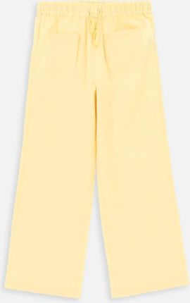Spodnie tkaninowe żółte rozszerzane z kieszeniami