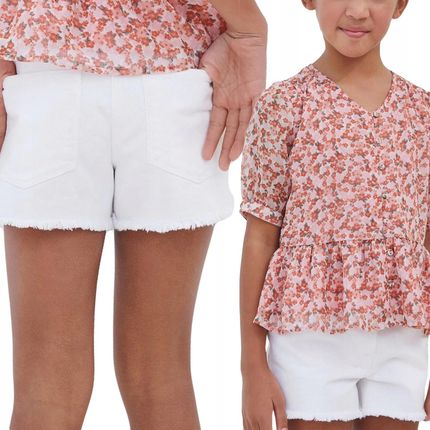 Next Dziecięce Dziewczęce Bawełniane Krótkie Spodenki Białe Jeans 158 cm