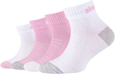 skarpetki dla dziewczynki Skechers 4PPK Girls Mesh Ventilation Quarter Socks SK42042-1001