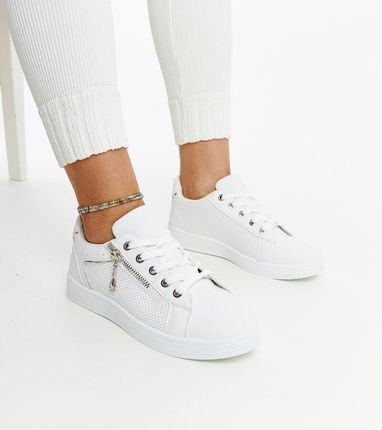 Sportowe buty damskie białe sneakersy ażurowe trampki 38