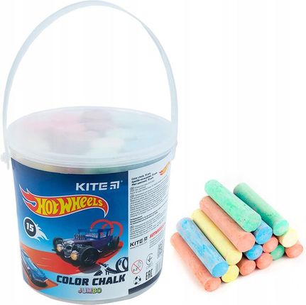 Kreda chodnikowa kolorowa do tablicy szkolna 15 sztuk Kite Hot Wheels