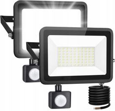 2X Naświetlacz Led Halogen 50W Z Czujnikiem Ruchu Zimny Premium