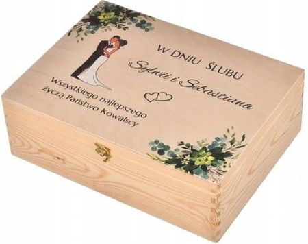 Drewniane Pudełko Personalizowane Prezent Ślubny Dla Nowożeńców