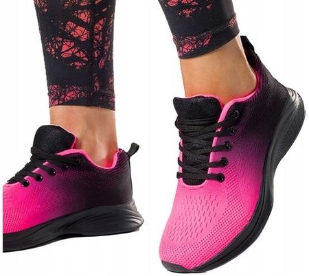 Różowe Sneakersy Damskie Obuwie Sportowe Sznurowane Lekkie Materiałowe r 40