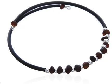 Ankabizuteria.Pl Bransoletka Z Koniakowym Matowym Bursztynem Na Kauczukowej