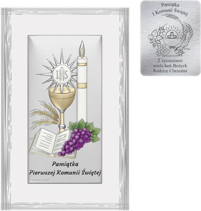 Beltrami Obrazek Srebrny Pamiątka I Komunii Kolorowy Biała Ramka 6720Fcol