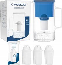 Dzbanek filtrujący Wessper D2 Borosilicate 3,3l 4X Filtr Aquaclassic WES202NB+3XFL02