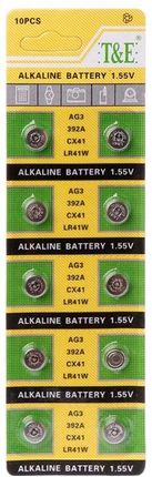 T&E Baterie Alkaliczne Guzikowe Mocne Lr41 1,55V 10Szt