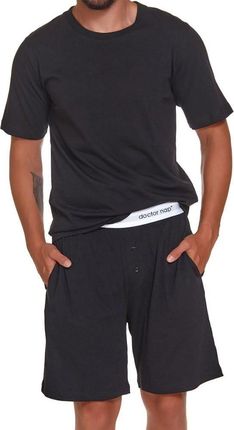Bawełniana piżama męska Dn-nightwear PMB.4332 czarna (L)