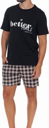 Bawełniana piżama męska Dn-nightwear PMB.5342 czarna  (L)