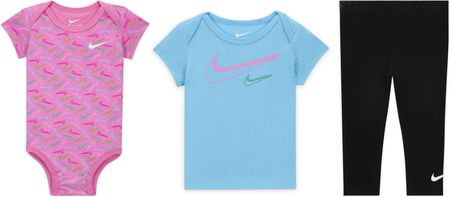 Trzyczęściowy zestaw z body dla niemowląt Nike Swoosh Logo (0–9 M) - Czerń