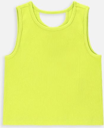 T-shirt bez rękawów limonkowy prążkowany
