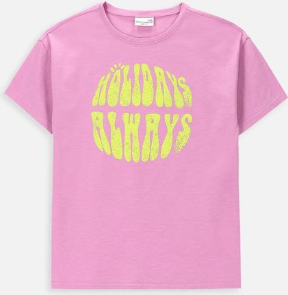 T-shirt z krótkim rękawem różowy z napisem na przodzie