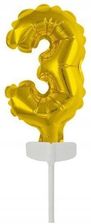 Zdjęcie Balon Foliowy Mini Cyfra 3 Złota 7X12Cm - Tuszyn