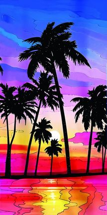 Cotton World Ręcznik plażowy 180x100 H98 palmy sunset