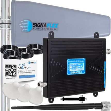 Signaflex Zestaw Wzmacniacz GSM/UMTS/DCS Black LCD LS-GDW2 + T2 23DBI 10m + 3x Grzybek + Bat