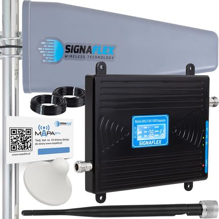 Signaflex Zestaw Wzmacniacz GSM/UMTS/DCS Black LCD LS-GDW2 + T2 23DBI 10m + 1x Grzybek + Bat