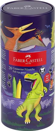 Faber-Castell Flamastry Connector Edycja Dinozaury 20 Kolorów W Opakowaniu Upominkowym