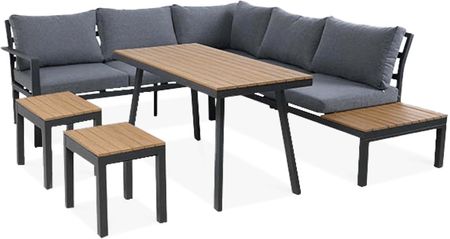 Narożnik Z Pufami Hamilton Dining Dark Grey - Focus Garden