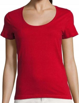 Damska koszulka T-SHIRT z głębokim dekoltem SOFTSTYLE czerwona L