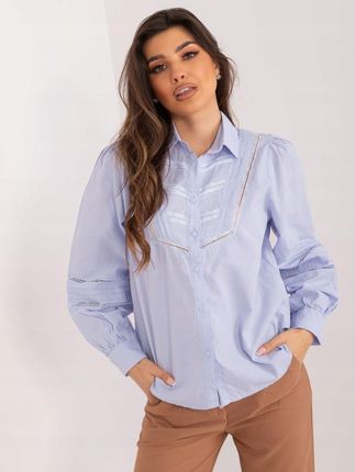Koszula damska niebieska z ażurowymi wstawkami XL