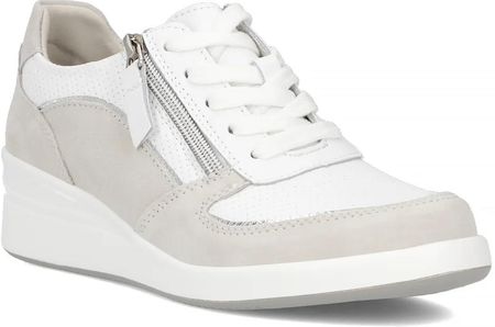 Sneakersy damskie buty na koturnie skórzane białe Filippo DP6209/24 38