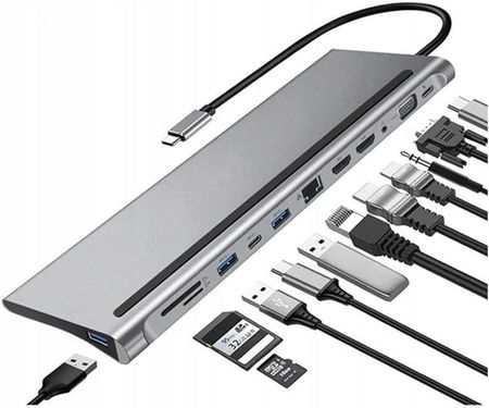 Fatbat Stacja Dokująca Hub USB-C 12w1 RJ45 HDMI 4K VGA Display Port (PLSTH1202N)