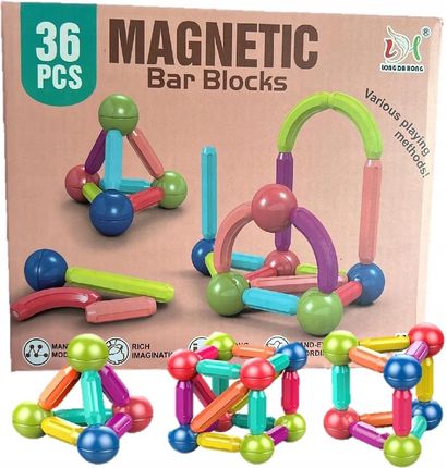 Stem Klocki Magnetyczne Magnetic Sticks Edukacyjna Zabawka 36El.